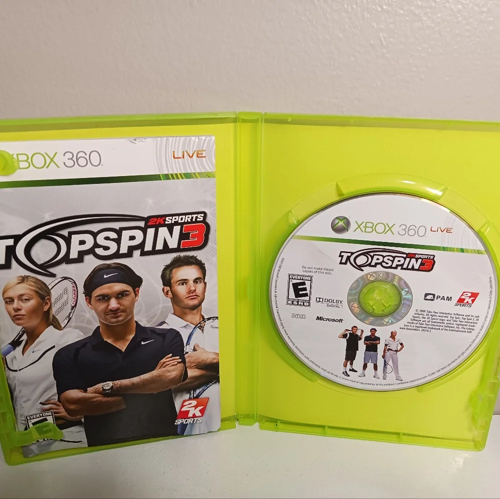 Xbox 360 2K sports Top Spin 3, rated E for everyone, Microsoft